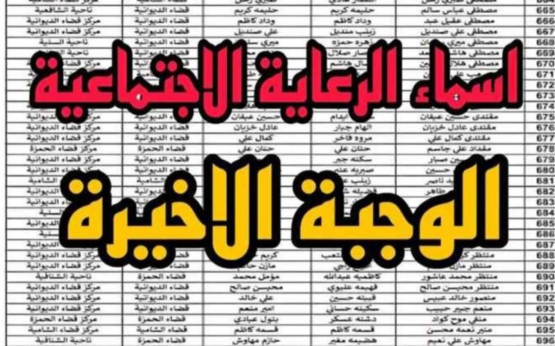 أسماء المشمولين بالرعاية الاجتماعية الوجبة الأخيرة 2024 العراق عبر منصة مظلتي ووزارة العمل والشؤون الإجتماعية