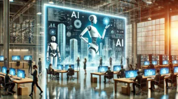 office environment with advanced AI technology