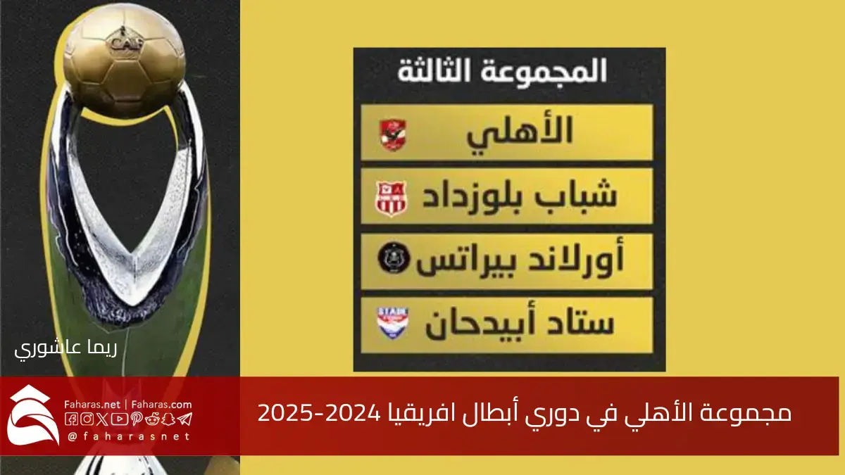 مجموعة الأهلي في دوري أبطال افريقيا 2024/2025... في مشواره للدفاع عن اللقب 5 مجموعة الأهلي في دوري أبطال افريقيا 2024/2025… في مشواره للدفاع عن اللقب