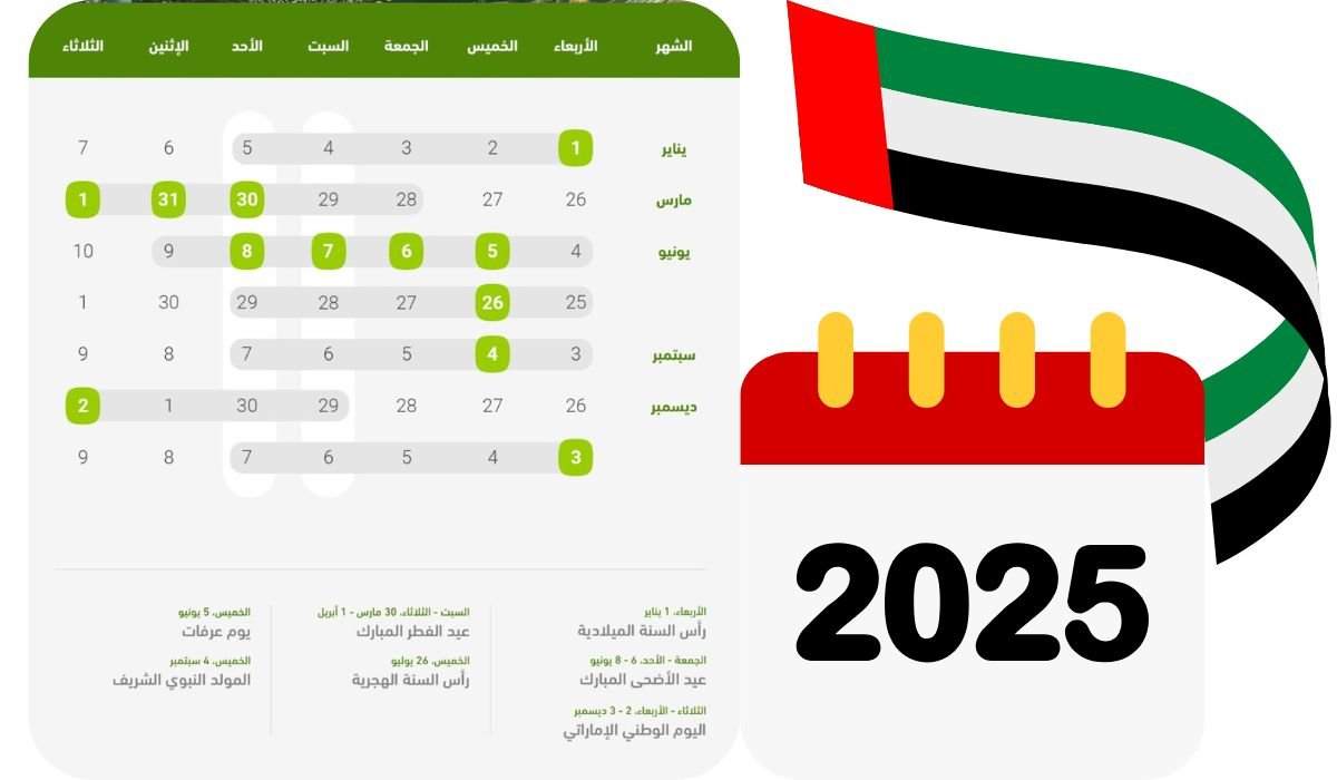 مواعيد الإجازات الرسمية في الإمارات لعام 2025