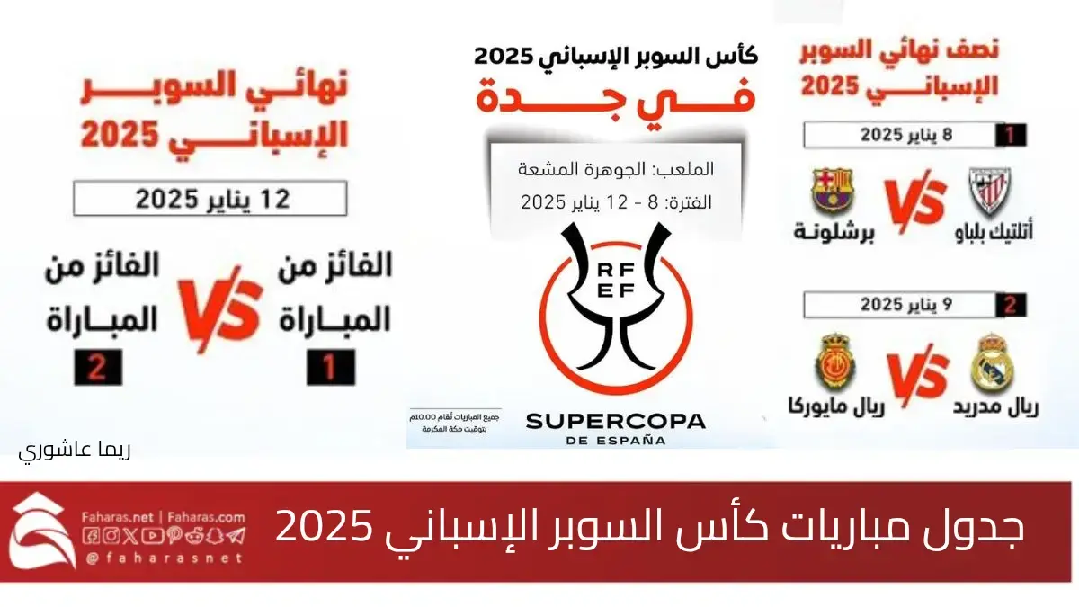 جدول مباريات كأس السوبر الإسباني 2025… المواعيد والقنوات الناقلة