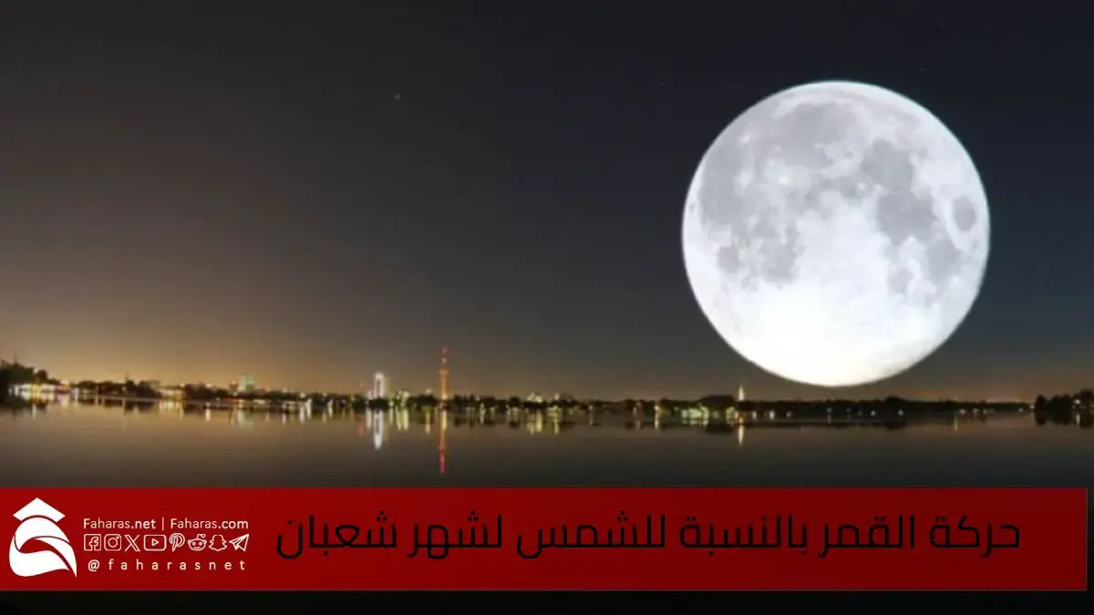 رصد القمر البدر لشهر شعبان وحركة القمر بالنسبة للشمس
