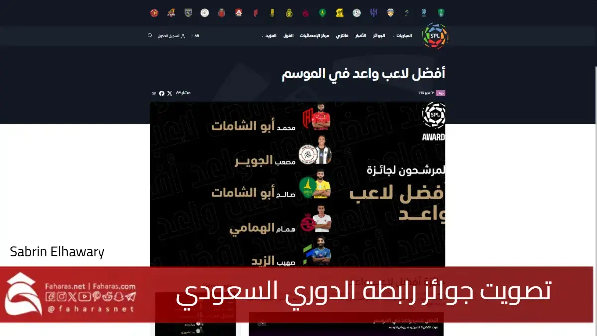 رابط تصويت جوائز دوري روشن (رابطة الدوري السعودي للمحترفين لموسم 2024-2025) 5 رابط تصويت جوائز دوري روشن (رابطة الدوري السعودي للمحترفين لموسم 2024-2025)