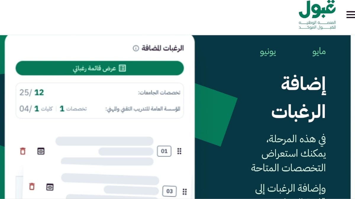 رابط منصة قبول الوطنية الموحدة 