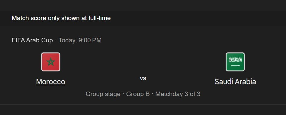 موعد مباراة السعودية والمغرب في كأس العرب 2025 والقنوات الناقلة